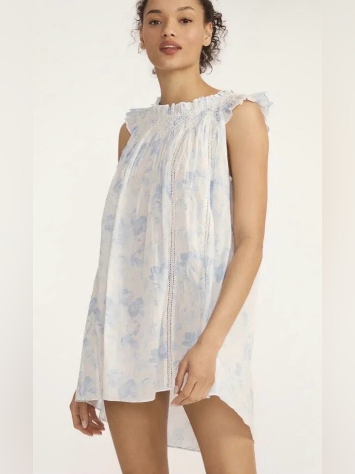 Loveshack Fancy Finchley Slate Blue Dream Mini Dress